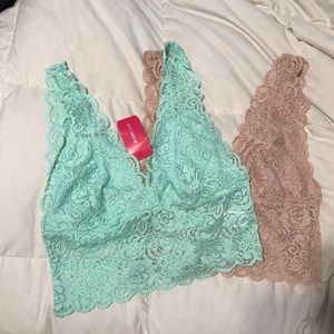 Bundle Lace Bralettes (2) — Mint & Mauve
